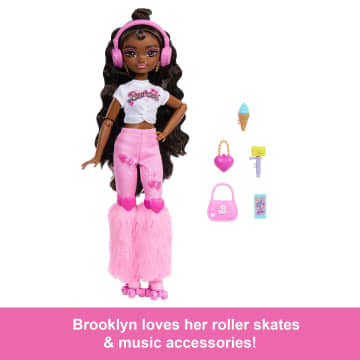 Dream Besties Barbie “Brooklyn” Roller Skating Fashion Doll With 9 Music & Video Themed Accessories - Imagen 2 de 6