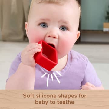 Fisher-Price Wooden Silicone Puzzle, Shape-Sorter Developmental Toy For Baby, 5 Pieces