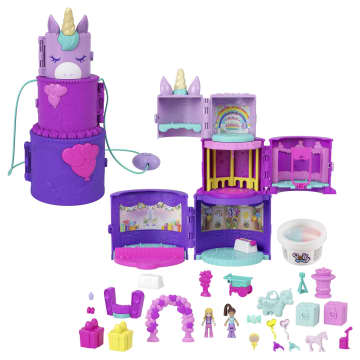 Polly Pocket Spin 'n Surprise Birthday 2-In-1 Unicorn Toy Playset With 25+ Accessories Pieces