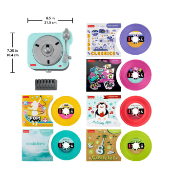 Fisher-Price Deluxe Rockin’ Record Player Musical Toy Turntable With 6 Records For Kids Ages 3+