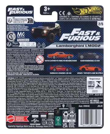 Hot Wheels Collector Veículo de Brinquedo Carro Fast e Furious Lamborghini LM002 - Imagen 2 de 2