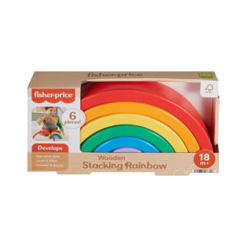 Fisher-Price  Arc-en-Ciel à Empiler en Bois, 6Éléments en Bois - Image 6 of 6