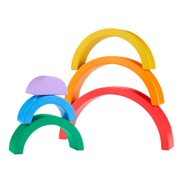 Fisher-Price  Arc-en-Ciel à Empiler en Bois, 6Éléments en Bois - Image 5 of 6