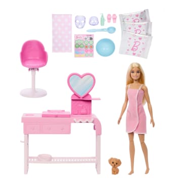 Barbie Face Mask Toy Playset & Doll With 10+ Spa Accessories including 3 Powder Packs To Make Dough Masks - Imagem 4 de 5