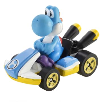 Hot Wheels Mario Kart Vehículo de Juguete Yoshi Azul Claro Estándar Kart
