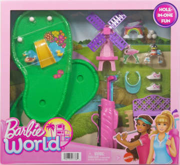 Barbie World Mini Golf Toy Playset With 22 Pieces Including Clubs, Balls, Visor, Shoes, & More