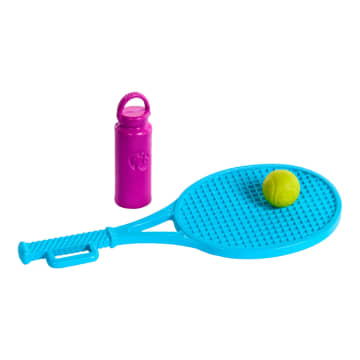 Barbie World Sport Rack Toy Playset With 9 Doll Accessories including Trampoline, Tennis Racket, & Skates - Imagem 4 de 6