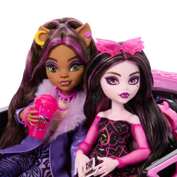 Monster High Eeekend Getaway Playset With Draculaura & Clawdeen Wolf Dolls, Vehicle & 20+ Accessories - Image 5 of 6