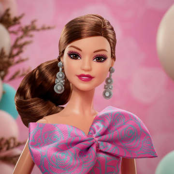 Barbie-Poupée Barbie Joyeux Anniversaire-en Robe Rose Satinée - Imagen 2 de 6
