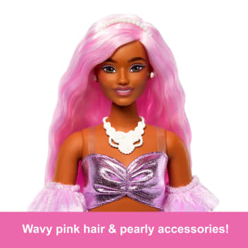 Barbie Deluxe Style Doll #1 in Glossy Pink Barbiecore Dress With Velvet Gloves, Pink Hair - Image 4 of 6