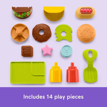 Fisher-Price Laugh & Learn 4-In-1 Snack Cart Push Walker Baby & Toddler Learning Toy, 14 Play Pieces, Multilanguage Version