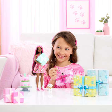 Barbie Party Unboxed Pet Birthday Series Doll & Accessories, Shimmerin’ Hearts Set With 10 Surprises - Image 2 of 6
