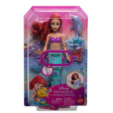 Disney Princess Ocean Friends Ariel Swimming Mermaid Doll With Squirt Toy, Figure & 4 Accessories - Imagen 6 de 6