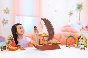 Disney Moana 2 Toys, Moana & Loto's Workshop Playset, 2 Small Dolls, Friend Figure, Boat & Accessories - Image 2 of 6