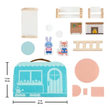 Fisher-Price Wooden Carry Along Dollhouse Portable Playset For Preschool Kids, 15 Pieces - Image 6 of 6