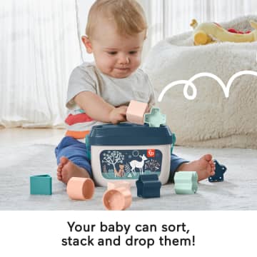 Fisher-Price Baby's First Blocks Infant Shape-Sorting Toy, Navy Fawn, Set Of 10