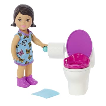 Barbie Small Doll And Accessories, Babysitters Inc. Set With Toilet And 5 Pieces - Image 2 of 5