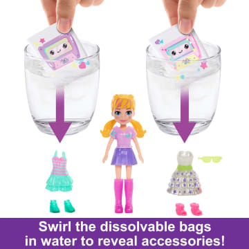 Polly Pocket Disco Dance Fashion Reveal Doll & Playset With Unboxing Surprises & Water Play - Imagem 2 de 5
