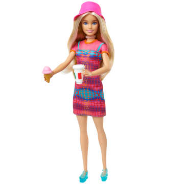 Barbie Pink Passport Italy Doll Set With Clothes & Travel Accessories, Includes Blonde Doll & Food Pieces