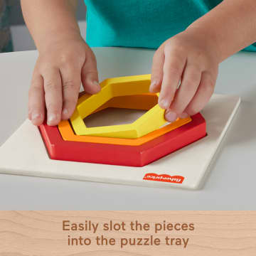 Fisher-Price Wooden Mini Rainbow Jigsaw Puzzle Hexagon For Toddlers & Kids, 5 Wood Pieces - Image 3 of 6