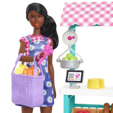 Barbie Farmers Market, Doll (Brunette), Stand, Register & More, 3 & Up