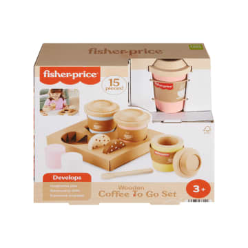 Fisher-Price Wooden Coffee To Go Set, 15-Piece Café Shop Playset Preschool Role-Play - Image 6 of 6