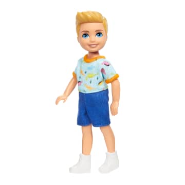 Barbie Chelsea Doll, Small Boy Doll Wearing Removable One-Piece With Dino Print, Blond Hair & Blue Eyes - Imagen 4 de 6
