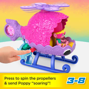 Imaginext Dreamworks Trolls Poppy Figure And Toy Helicopter For Preschool Pretend Play, 4 Pieces