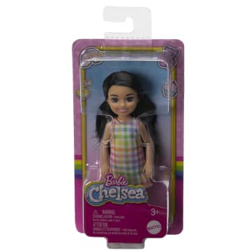 Barbie Chelsea Doll, Small Doll Wearing Removable Plaid Dress With Black Hair & Brown Eyes - Image 6 of 6