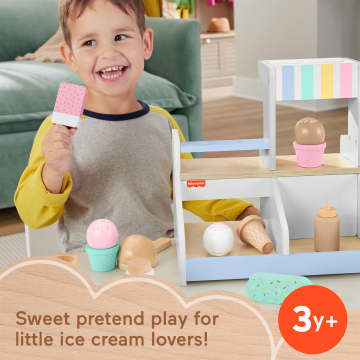 Fisher-Price Wooden Ice Cream Shop Set For Preschool Pretend Play, 18 Wood Pieces - Image 2 of 6