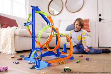 Hot Wheels Action Track Set With 1 Toy Car, Corkscrew Triple Loop Track Set
