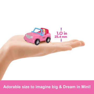 Barbie Mini Barbieland Doll & Vehicle Set With 1.5-Inch Doll, Color-Change Suv & Tent Accessory - Imagen 4 de 6