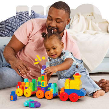 MEGA BLOKS First Builders ABC Musical Train Toy Building Blocks With Music (50 Pieces) For Toddler - Image 5 of 6