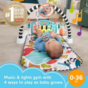 Fisher-Price Glow And Grow Kick & Play Piano Gym Baby Learning Toy With 2 Maracas, Blue - Image 2 of 6