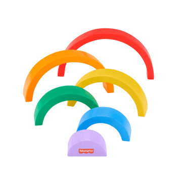Fisher-Price  Arc-en-Ciel à Empiler en Bois, 6Éléments en Bois - Image 4 of 6
