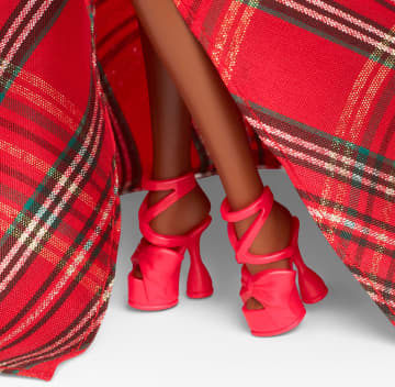 Barbie Signature 2024 Holiday Barbie Fashion Doll, Seasonal Collector Gift, Brown Hair With Plaid Gown - Image 4 of 6