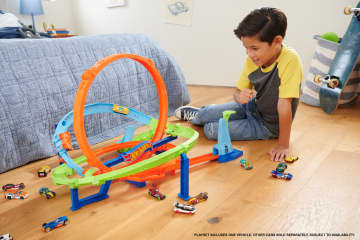 Hot Wheels Action Loop Cyclone Challenge Track Set With 1:64 Scale Toy Car, Easy Storage - Image 2 of 6