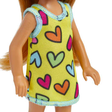 Barbie Chelsea Doll, Wearing Removable Heart-Print Dress With Brunette Hair & Brown Eyes - Image 5 of 6