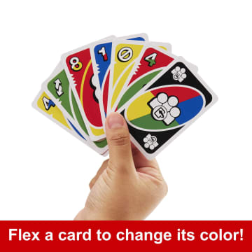 UNO Flex Card Game For Family Night Where Cards Change Color When Flexed in Collectible Tin Box - Imagem 4 de 6