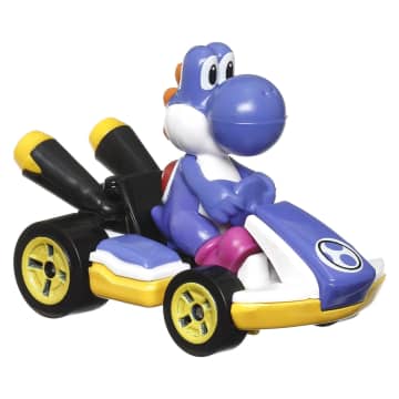 Hot Wheels Mario Kart Vehículo de Juguete Yoshi Estándar Kart Azul Obscuro - Imagen 4 de 5