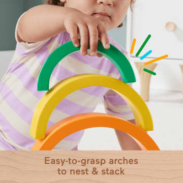 Fisher-Price Wooden Stacking Rainbow, Building Toy For Toddlers, 6 Wood Pieces - Imagen 3 de 6