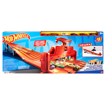 Hot Wheels Super 6-Lane Raceway, 8-Ft Track With 6 Toy Cars in 1:64 Scale
