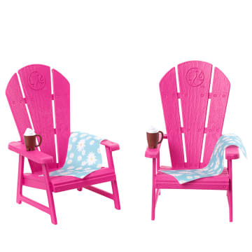 Barbie World Pink Chair Playset With 6 Accessories Including Furniture, Blankets, & Mugs