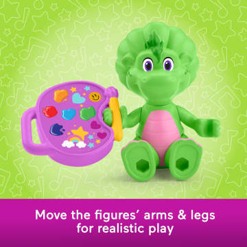 Fisher-Price Barney's World Barney's Friend Vivie & Baby Bop Figure Set For Kids, 3 Toys - Imagen 4 de 6