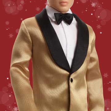 Barbie Signature 2025 Holiday Black Hair Ken Collectible Fashion Doll Wearing Full Suit With Golden Jacket