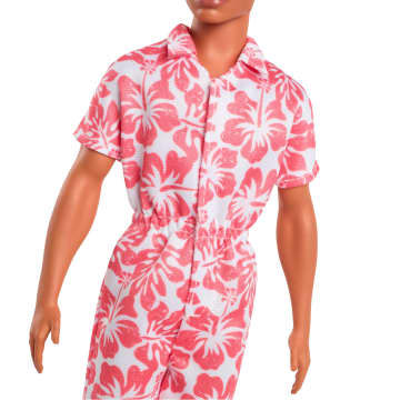 Barbie Fashionistas Ken Doll #235 in Hawaiian Print Jumpsuit With Green Sandals, Brown Hair - Image 4 of 6