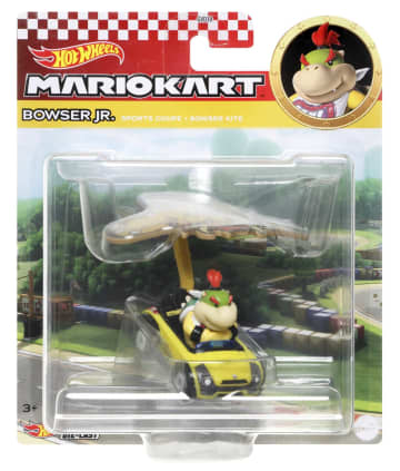Hot Wheels Mario Kart Veículo de Brinquedo Bowser Jr Sports Coupe com Paraquedas - Imagem 5 de 5