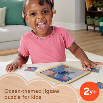 Fisher-Price Wooden Jigsaw Puzzle Ocean Sea Theme For Toddlers & Preschool Kids, 9 Wood Pieces - Image 6 of 10