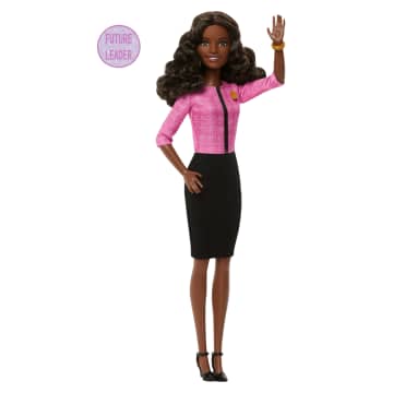 Barbie Future Leader Doll With Dark Brown Hair, 2 Golden Bracelets & Pin, Includes Sticker - Imagen 2 de 6