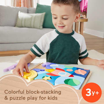 Fisher-Price Wooden Space Blocks Puzzle For Preschool Kids, 42 Wood Pieces - Imagem 2 de 6
